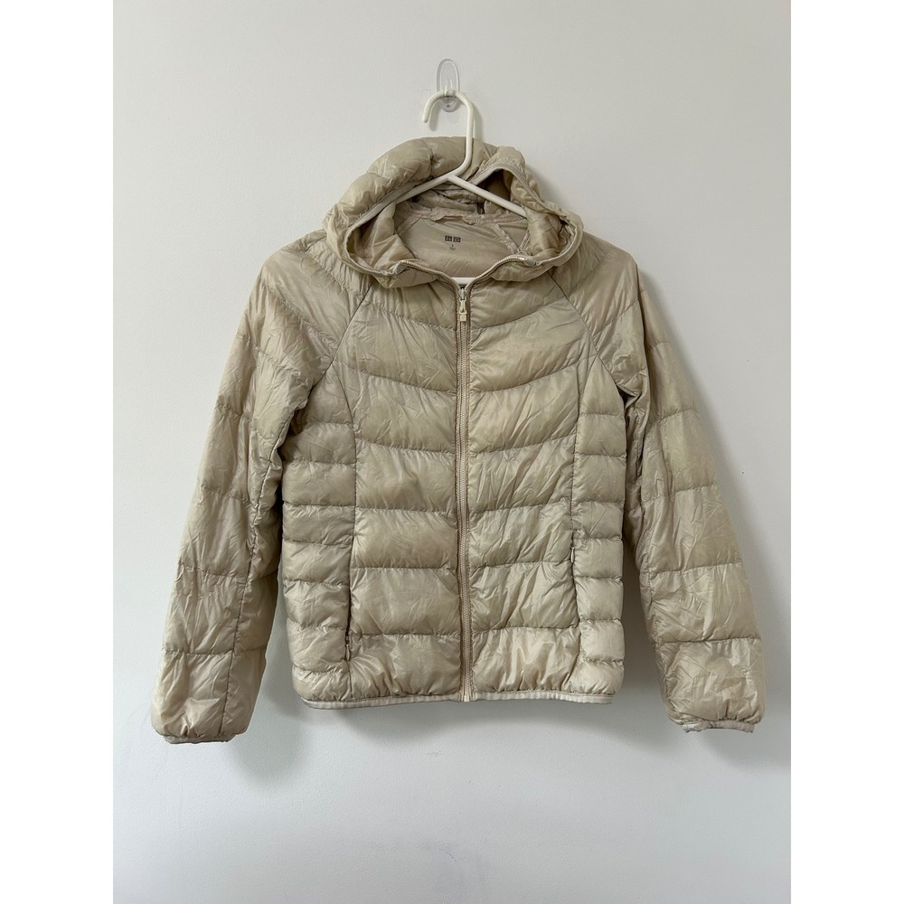 Uniqlo Ultra Light Down Hooded Jacket Women S Beige Gorpcore Puffer